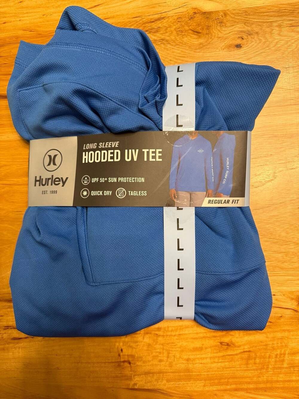 Hurley Long Sleeve Hooded UV Tee Size L Blue